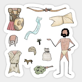 ODYSSEUS paper doll fridge magnet - fabulous technicolour! Sticker